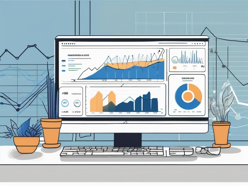 A computer screen displaying a dashboard with various graphs and charts representing different saas kpis