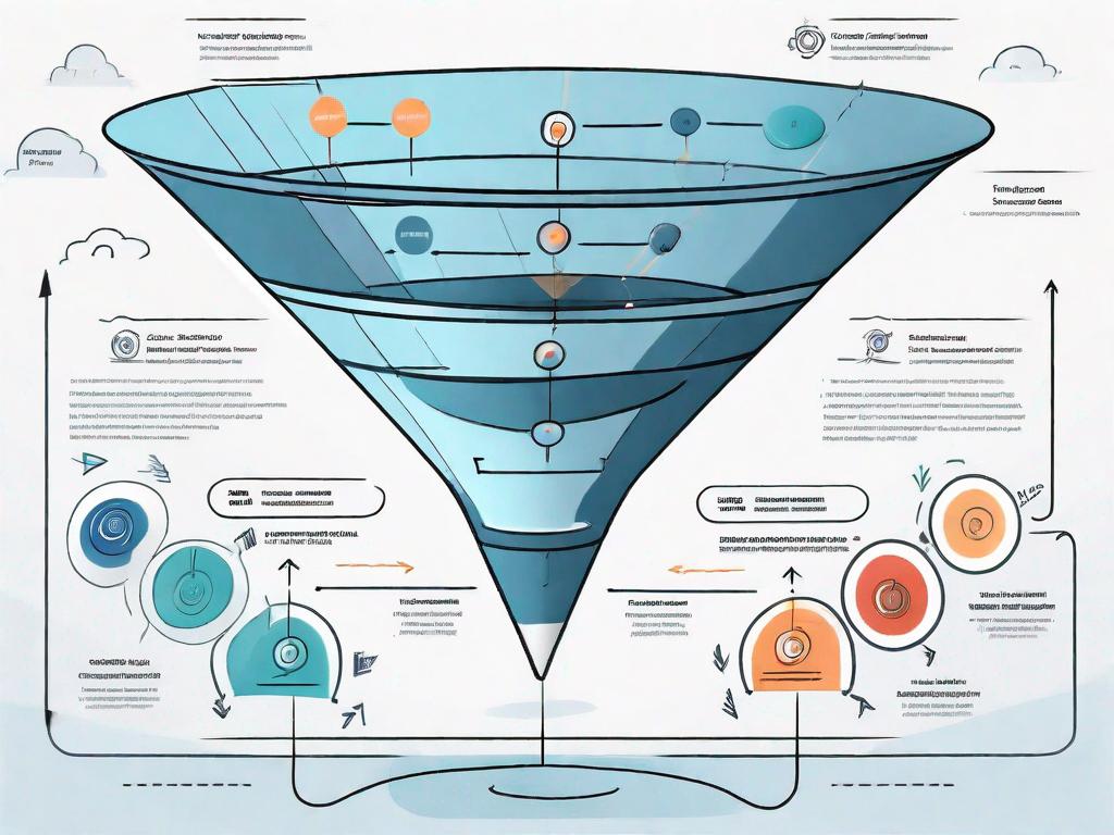 A funnel representing the customer referral process in a saas business model