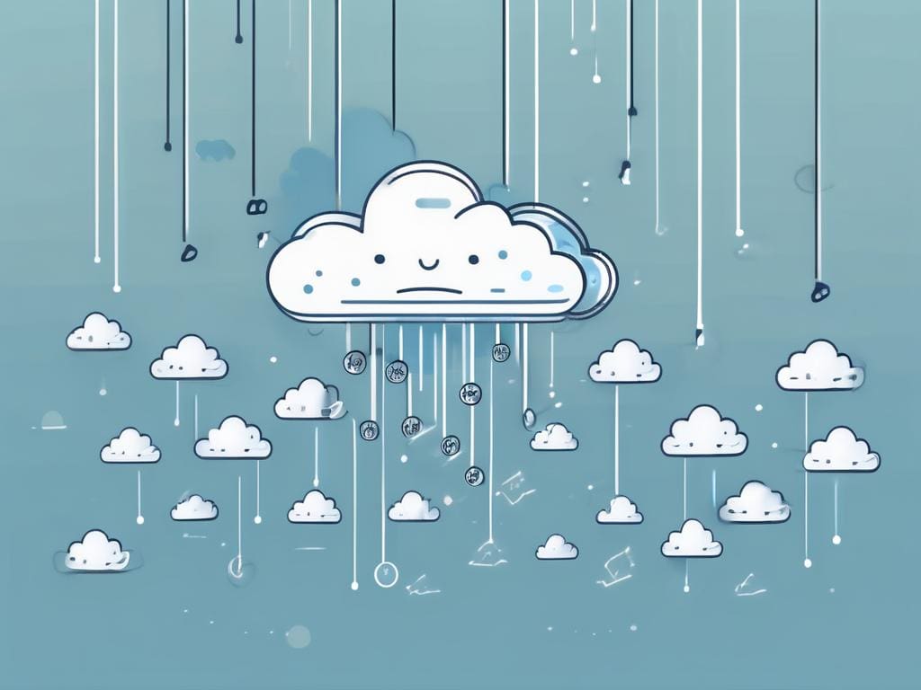 A cloud representing saas (software as a service) with dollar signs floating around it
