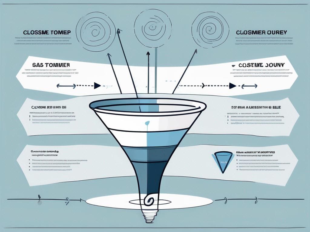 A funnel representing the customer journey in a saas business