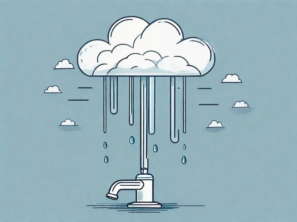 A cloud (representing saas) with a tap at the bottom from which cash is flowing