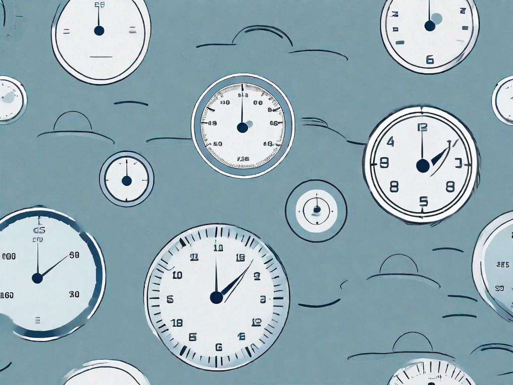 A cloud-based software with different gauges and dials representing key performance indicators